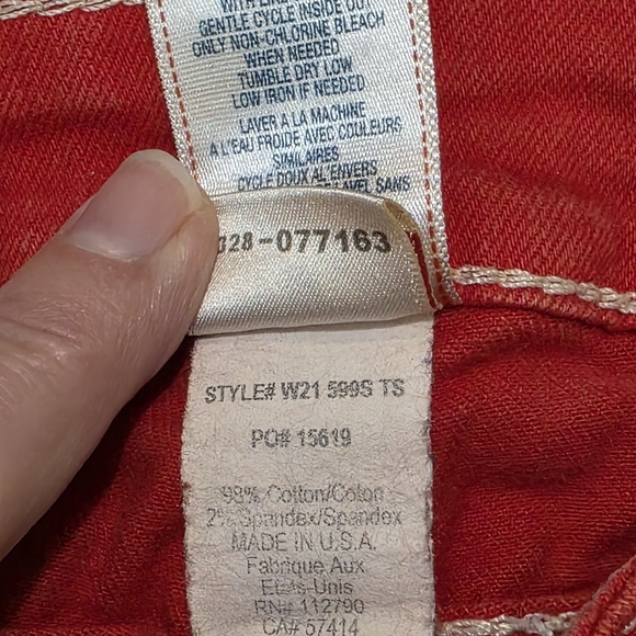 True Religion Red Skinny Jeans Womans Sz 29 Stretch Low Rise - Picture 7 of 14